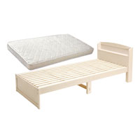 木製すのこベッド宮付ロング マット付き ホワイトウォッシュ SLB-102L(WS)、SLM-20