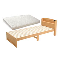 木製すのこベッド宮付ロング マット付き ナチュラル SLB-102L(NA)、SLM-20