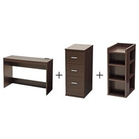 薄型デスク＆チェスト＆ラック ブラウン SLD-30(DBR)、SLW-31(DBR)