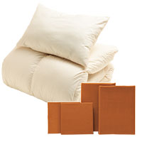 ふわふわ羽毛布団とカバーの6点セット　キャメル キャメル SLF-01(Ca)