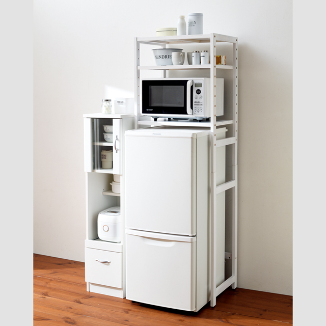 木製冷蔵庫ラック ホワイト MCC-5043(WS)
