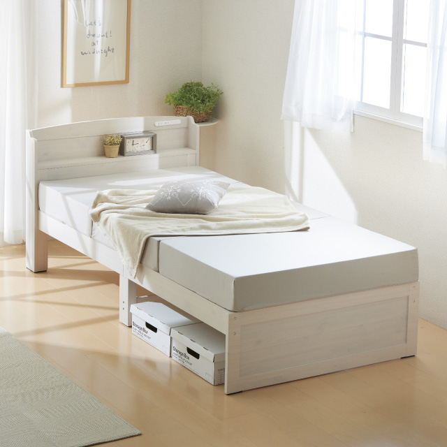 木製すのこベッド宮付 ホワイトウォッシュ SLB-101(WS)