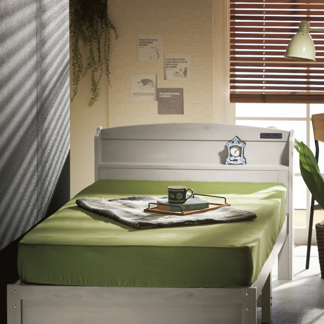 木製すのこベッド宮付 ライトグレー SLB-101(LGR)