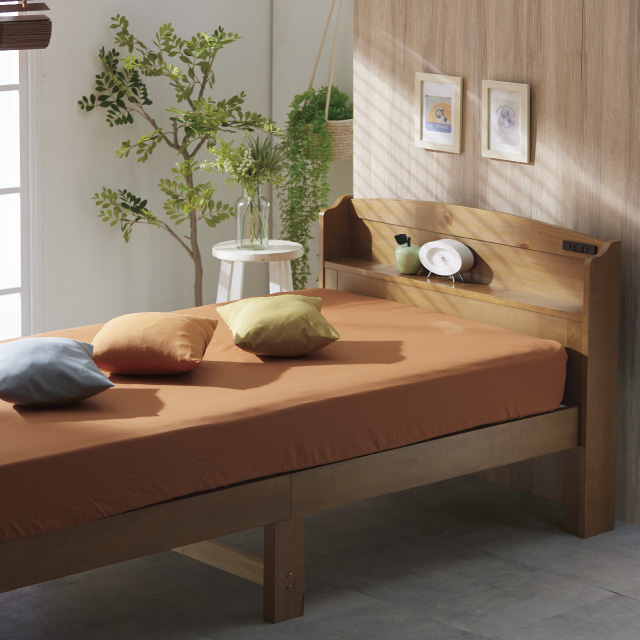 木製すのこベッド宮付 ライトブラウン SLB-101(LBR)