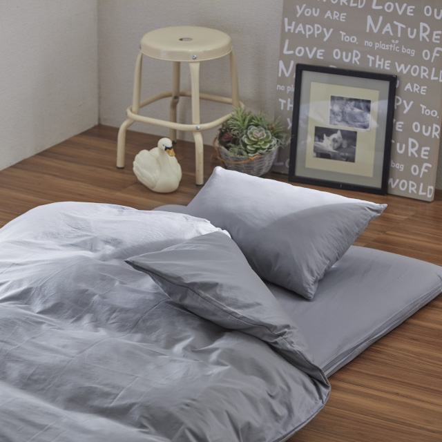 ふわふわ羽毛布団とカバーの7点セット ライトグレー SLF-02(LGR)