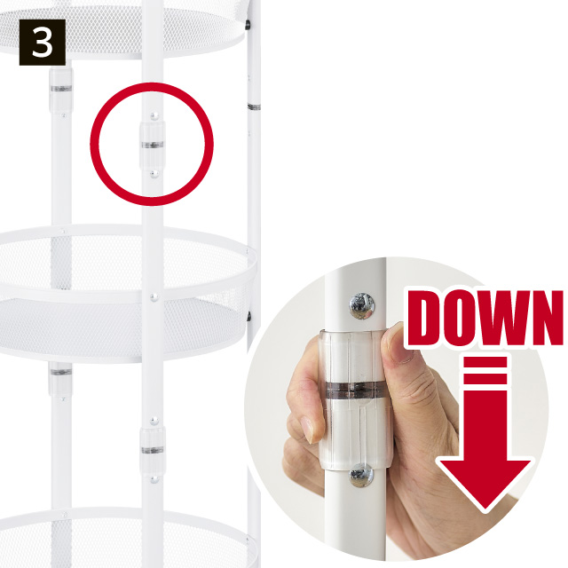 マルチワゴン丸型3段 ブラック 