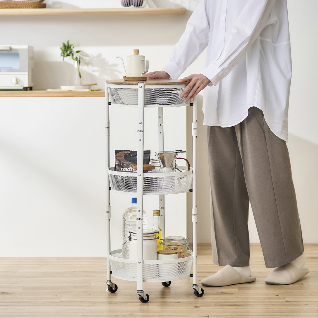 マルチワゴン丸型2段 ホワイト 