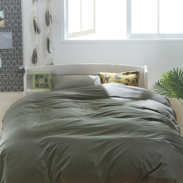 三つ折りマットレス（ブラウン）＋合繊布団セット グレイッシュグリーン 