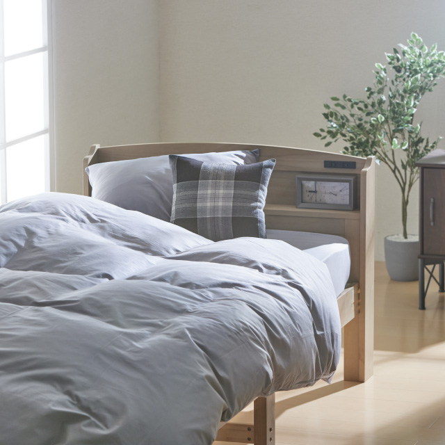 三つ折りマットレス（ミルクベージュ）＋年中快適布団セット ライトグレー 