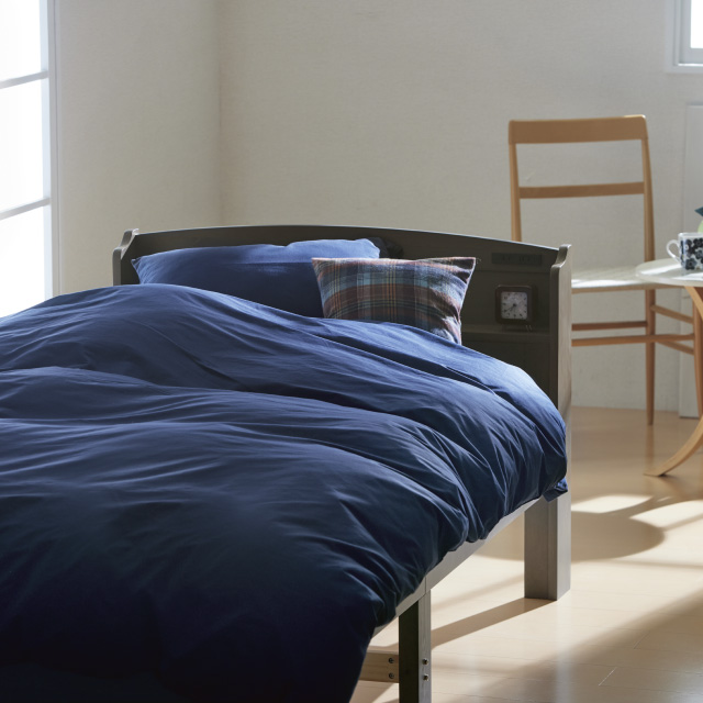 三つ折りマットレス（ミルクベージュ）＋年中快適布団セット ネイビー 