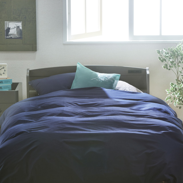 ポケットコイルマットレス（グレー）＋羽毛布団セット ネイビー 