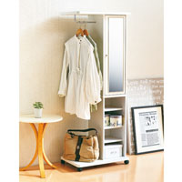 ミラー付きハンガーラック