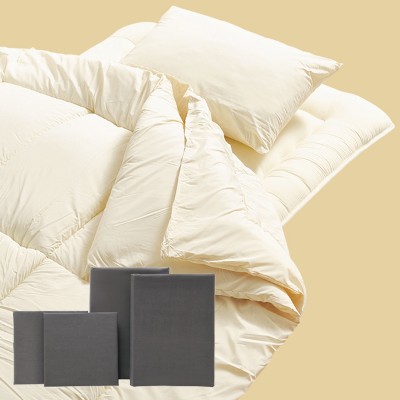 ホコリが出にくい布団7点セット　ダークグレー（掛布団、敷布団、枕、カバー4点）