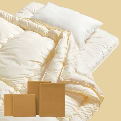 軽量ウォッシャブル布団7点セット　ラテ（掛布団、敷布団、枕、カバー4点）